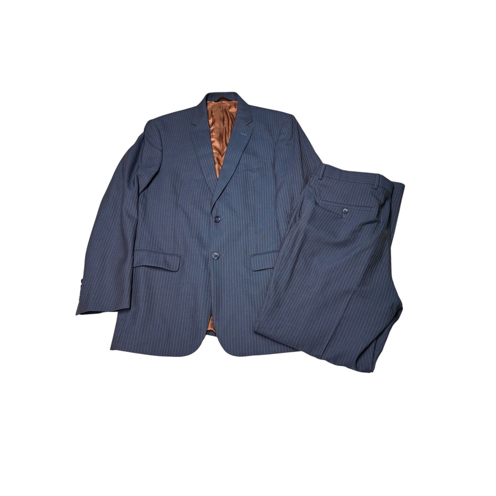 Jos. A. Bank Joseph Slim Fit Suit Navy Pinstripe 100% Wool 2Pc Mens 40L W34 L31